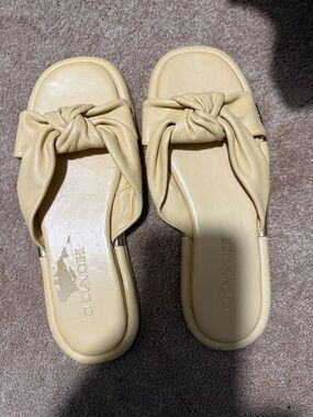 COACH Pale Yellow Knotted Slide Mules